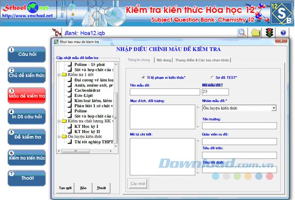 Kiểm tra kiến thức Hóa Học 12