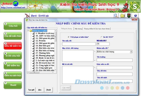 Kiểm tra kiến thức sinh 9