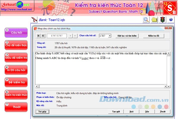 Kiểm tra kiến thức Toán 12