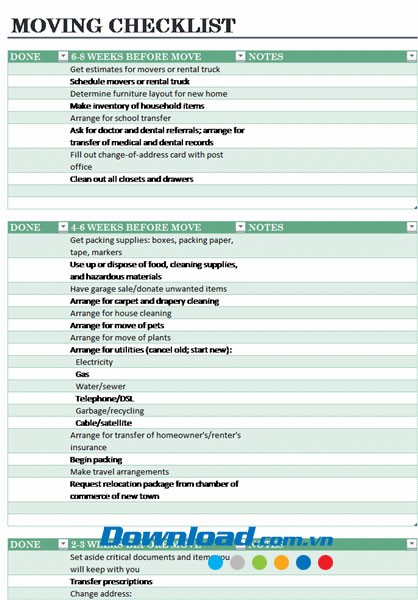 Kiểm tra vật dụng khi chuyển nhà