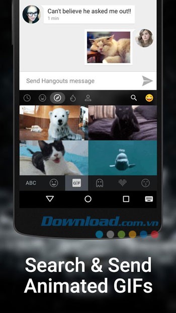 Giao diện sử dụng Kika Keyboard trên Android