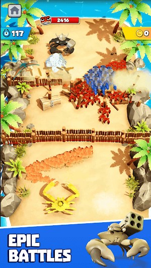 King of Crabs Invasion cho bạn tham gia vào những trận chiến hoành tráng trong thế giới cua