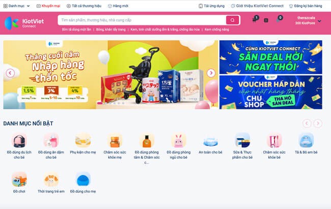 Giao diện trang chủ KiotViet Connect