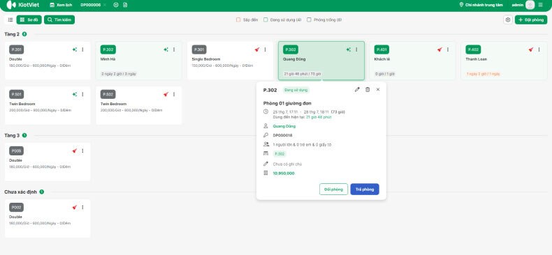 Quản lý chính xác theo thời gian sử dụng của khách