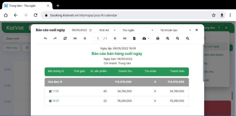 Xem báo cáo doanh thu, lợi nhuận chi tiết