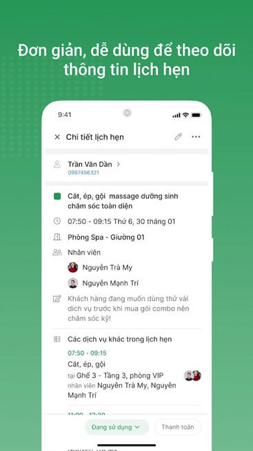 Dễ dàng theo dõi lịch hẹn