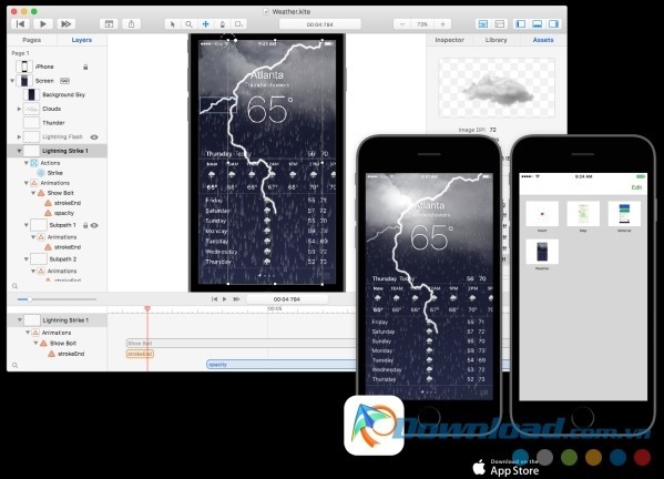 Chạy thử ứng dụng trên Kite Compositor cho Mac