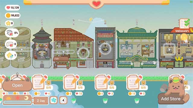 Mở nhiều nhà hàng ẩm thực khác nhau và vuốt ve mèo để kiếm điểm