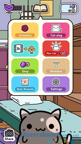 Thực đơn chính của game