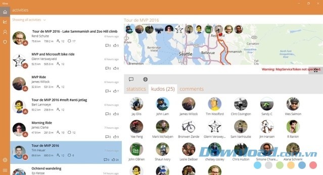 Tham gia cộng đồng và chia sẻ thành tích tập luyện với mọi người khắp thế giới