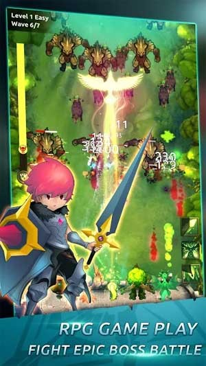 Chiến đấu chống lại boss khổng lồ trong game Knight War: Idle Defense cho Android
