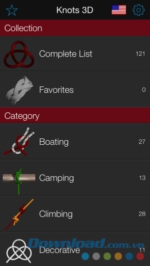 Knots 3D cho Android hướng dẫn buộc dây