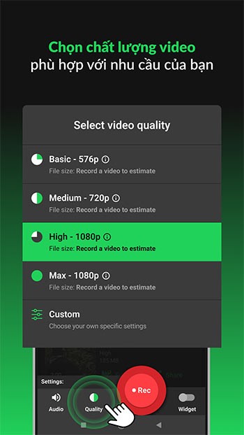 Chọn chất lượng video