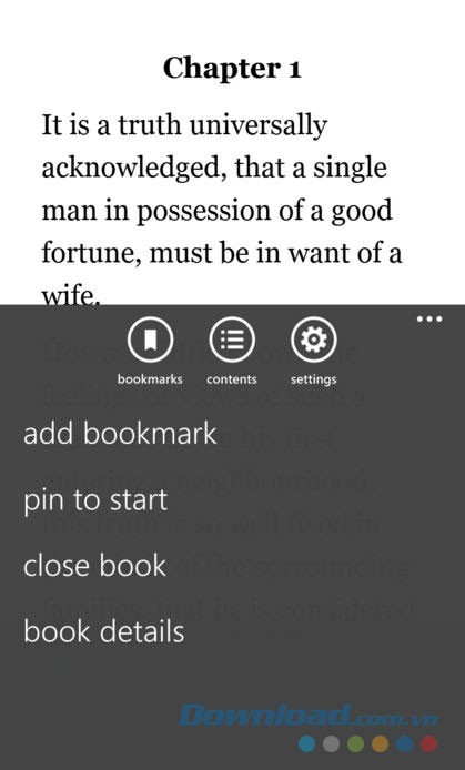 Màn hình đọc sách bằng Windows Phone
