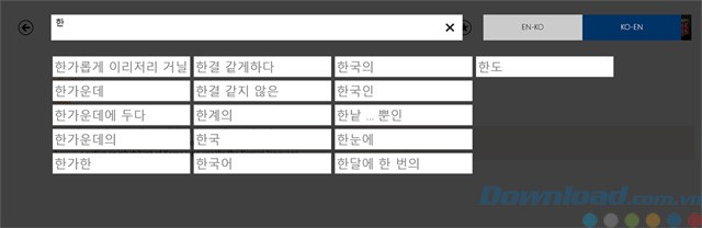 Giao diện của Korean English Dictionary