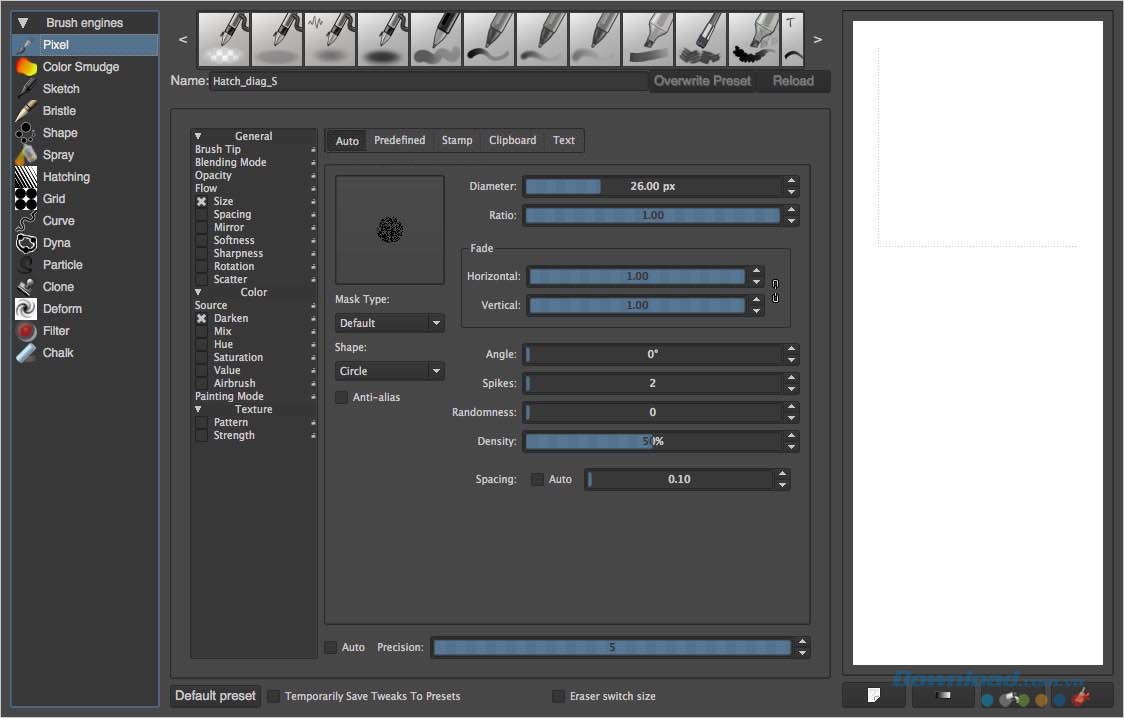 Lựa chọn thiết lập công cụ tùy biến