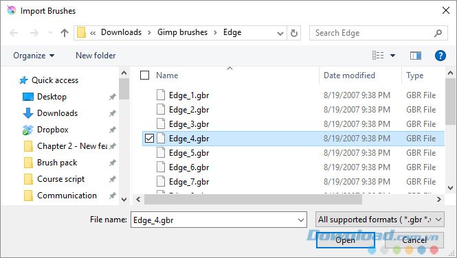 Thêm cọ vẽ của Gimp