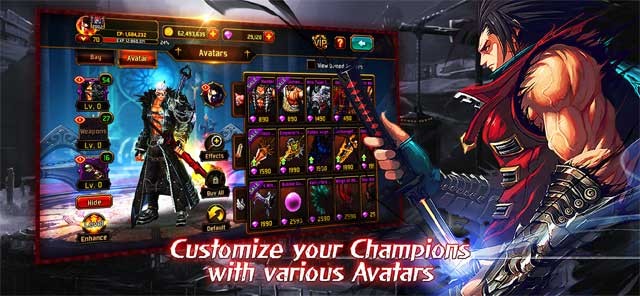 Tùy chỉnh các nhà vô địch trong Kritika: The White Knights với nhiều avatar