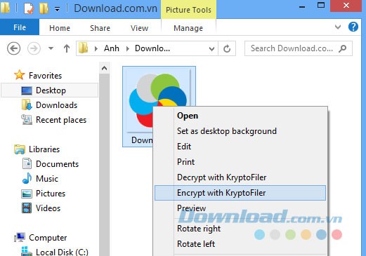 Lựa chọn file cần mã hóa