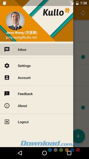Menu ứng dụng Kullo