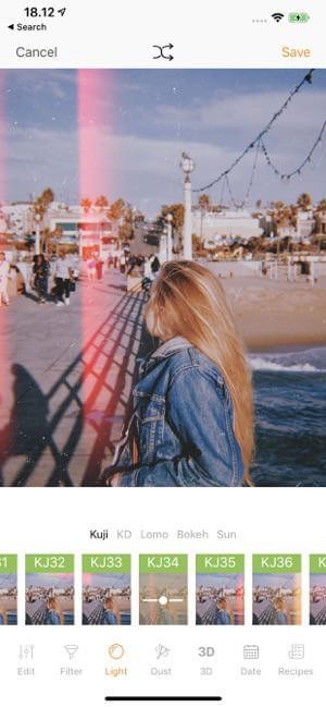 KUNI Cam cho bạn thêm hiệu ứng Light Leak vào ảnh