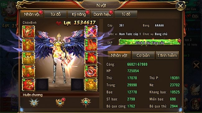 Giao diện Nhân vật