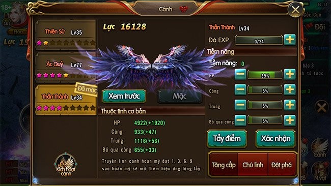 Cánh của nhân vật