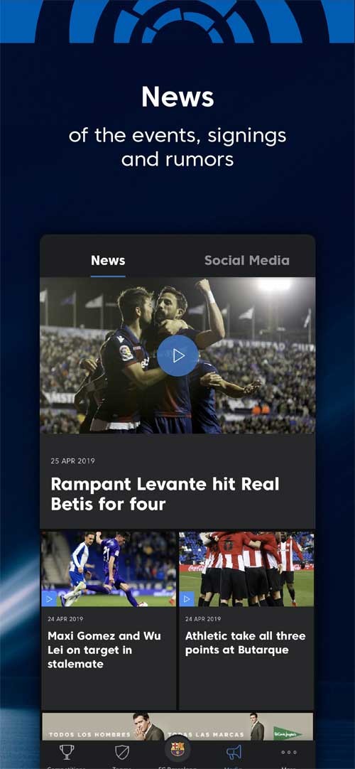 Cập nhật tin tức trước và sau trận thi đấu với ứng dụng bóng đá LaLiga