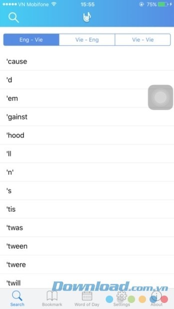 Giao diện tìm kiếm của Từ điển Lạc Việt trên iPhone