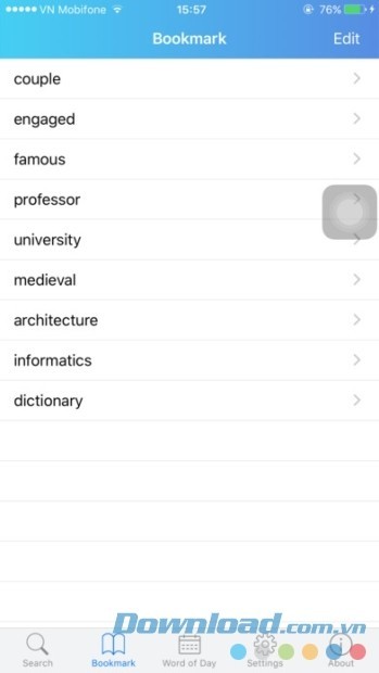 Xem danh sách các từ đã lưu trong Từ điển Lạc Việt cho iPhone