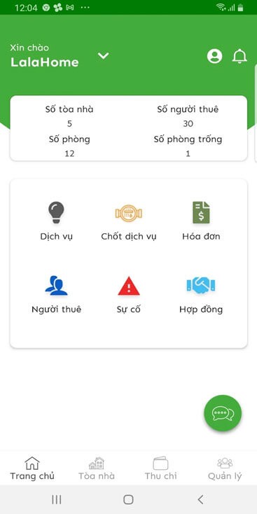 Giao diện chính của LalaHome