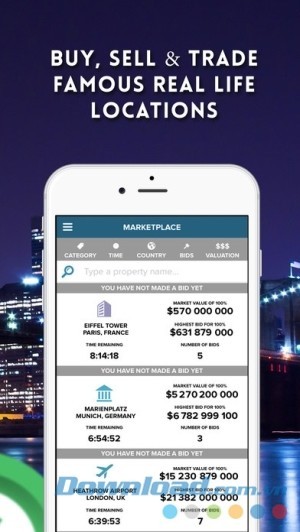 Landlord Real Estate Tycoon cho iOS mua, bán các tòa nhà có thực