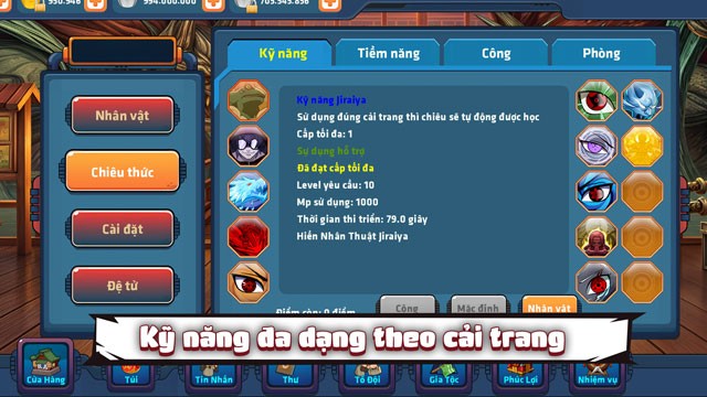 Kỹ năng đa dạng theo cải trang