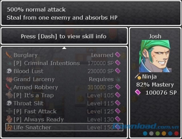 Xem thông tin về kỹ năng trong game nhập vai mới Last Dream: World Unknown cho máy tính, Mac và Linux