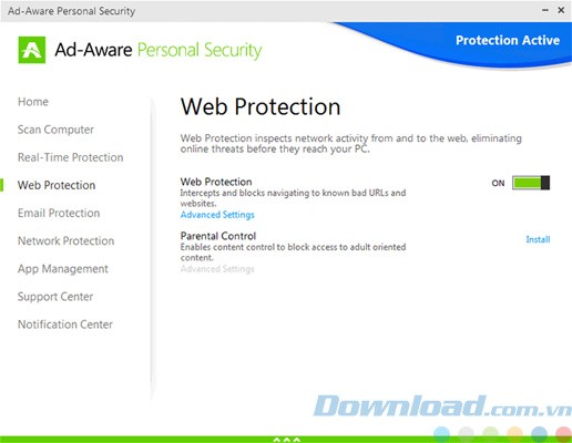 Web Protection của Lavasoft Ad-Aware Personal Security