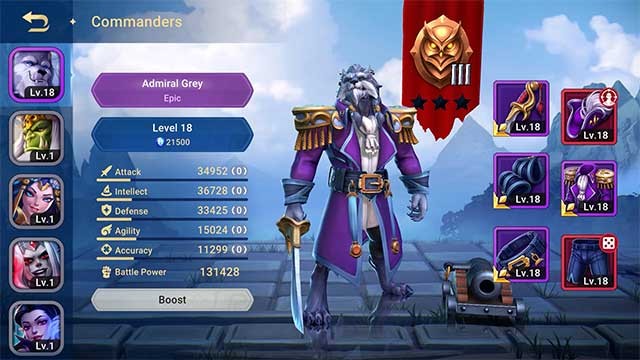 Mỗi vị tướng có khả năng riêng giúp tăng sát thương và cải thiện chiến thuật