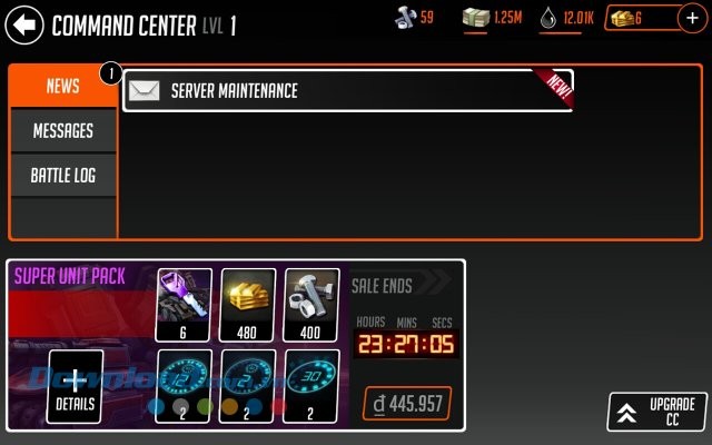 Trung tâm điều khiển trong game League of War: Mercenaries