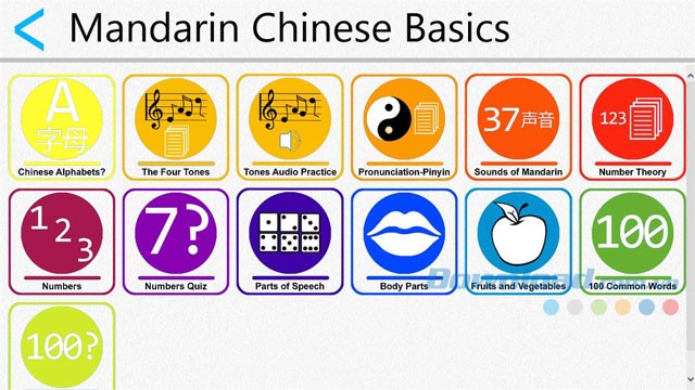 Học lý thuyết, phát âm, trò chơi