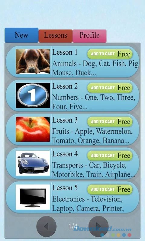 Giao diện ứng dụng Learn English Easily