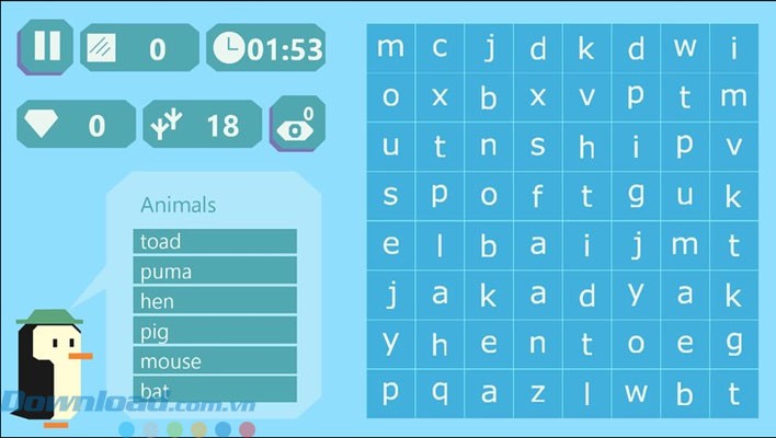 Giao diện ô chữ đơn giản