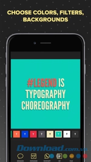 Legend cho iOS có bảng màu, bộ lọc, hình nền phong phú