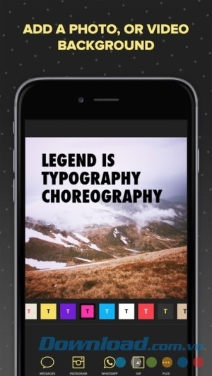 Legend cho iOS chèn chữ nghệ thuật vào ảnh