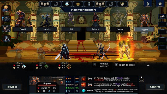 Bạn trở thành trùm ngục tối, bố trí các quái vật để chiến đấu với các anh hùng trong game Legend of Keepers