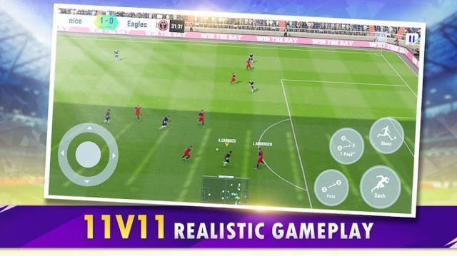 Tham gia các trận đấu 11v11 sôi động trên sân cỏ trong game Legendary Football