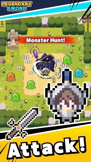 Tấn công kẻ thù trên đường đi tìm thanh kiếm huyền thoại trong game Legendary Sword