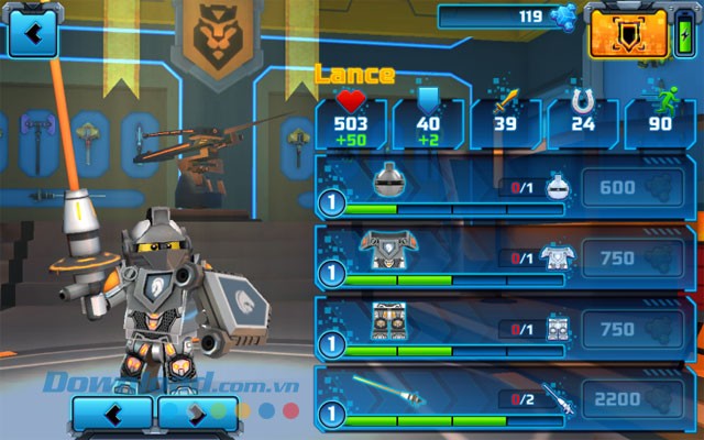 Nâng cấp chiến binh trong game LEGO Nexo Knights: Merlok 2.0