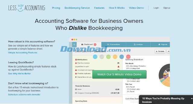 Giao diện ứng dụng LessAccounting