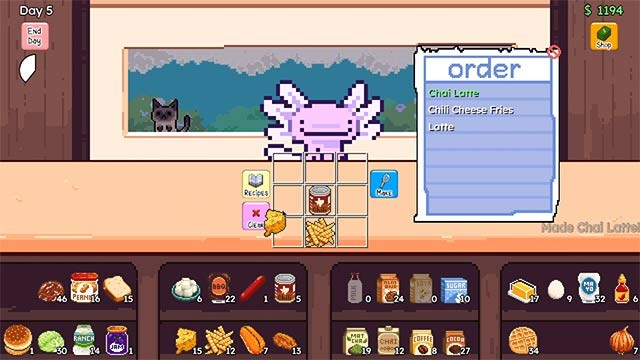 Kết hợp nguyên liệu mới để sáng tạo công thức nấu ăn trong Let's Café