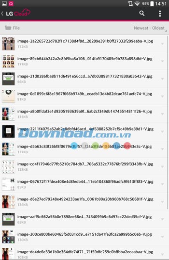 Quản lý dữ liệu đã tải lên trên LG Cloud cho Android