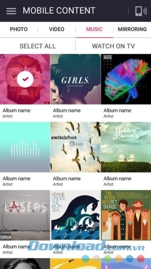 LG TV Plus cho iOS chọn nội dung điện thoại để hiển thị